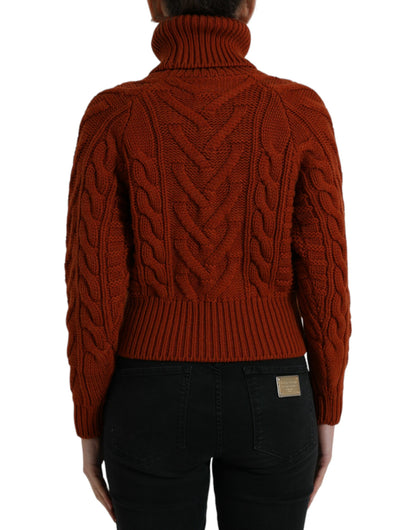 Dolce & Gabbana Brown Wool Knit Turtleneck Pullover Sweater