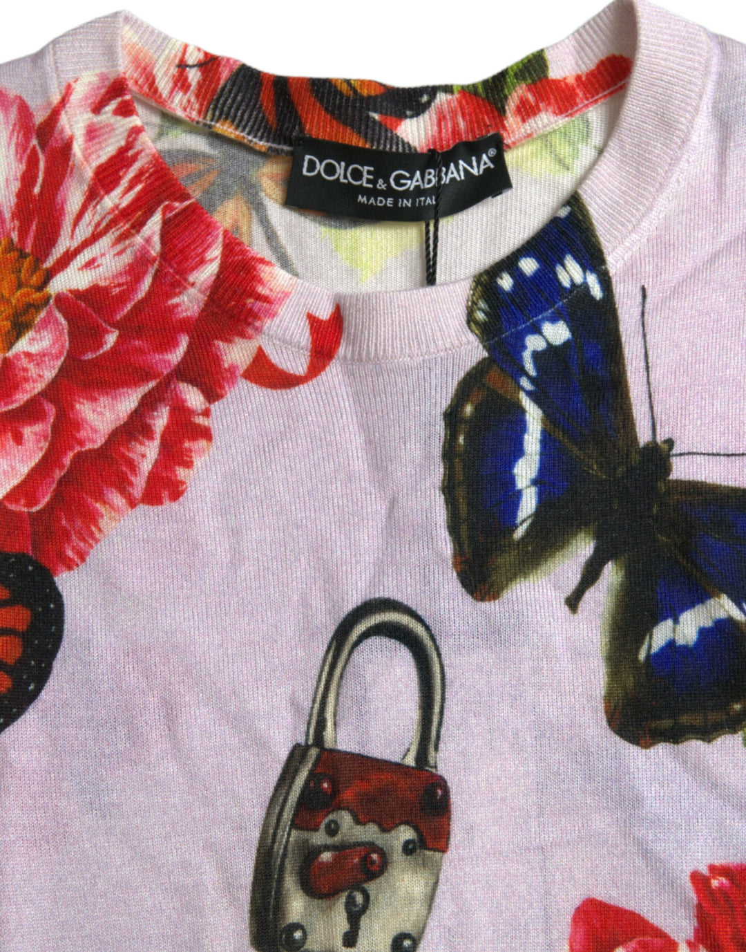 Dolce &amp; Gabbana Multicolor Floral Padlock Butterfly Tank Top