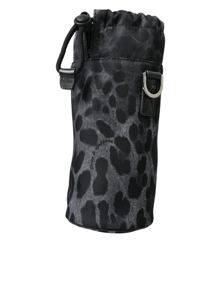 Dolce &amp; Gabbana Black Leopard Round Slim Tote Bottle Cage Bag