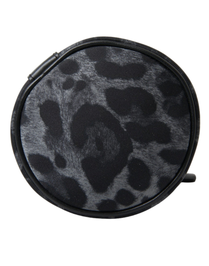 Dolce &amp; Gabbana Black Leopard Round Slim Tote Bottle Cage Bag