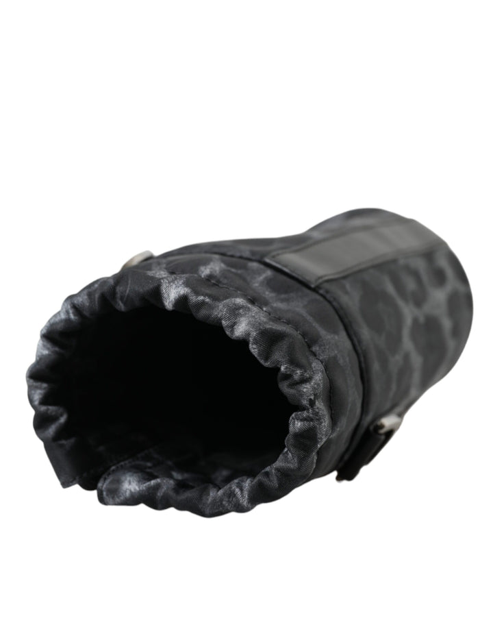 Dolce &amp; Gabbana Black Leopard Round Slim Tote Bottle Cage Bag