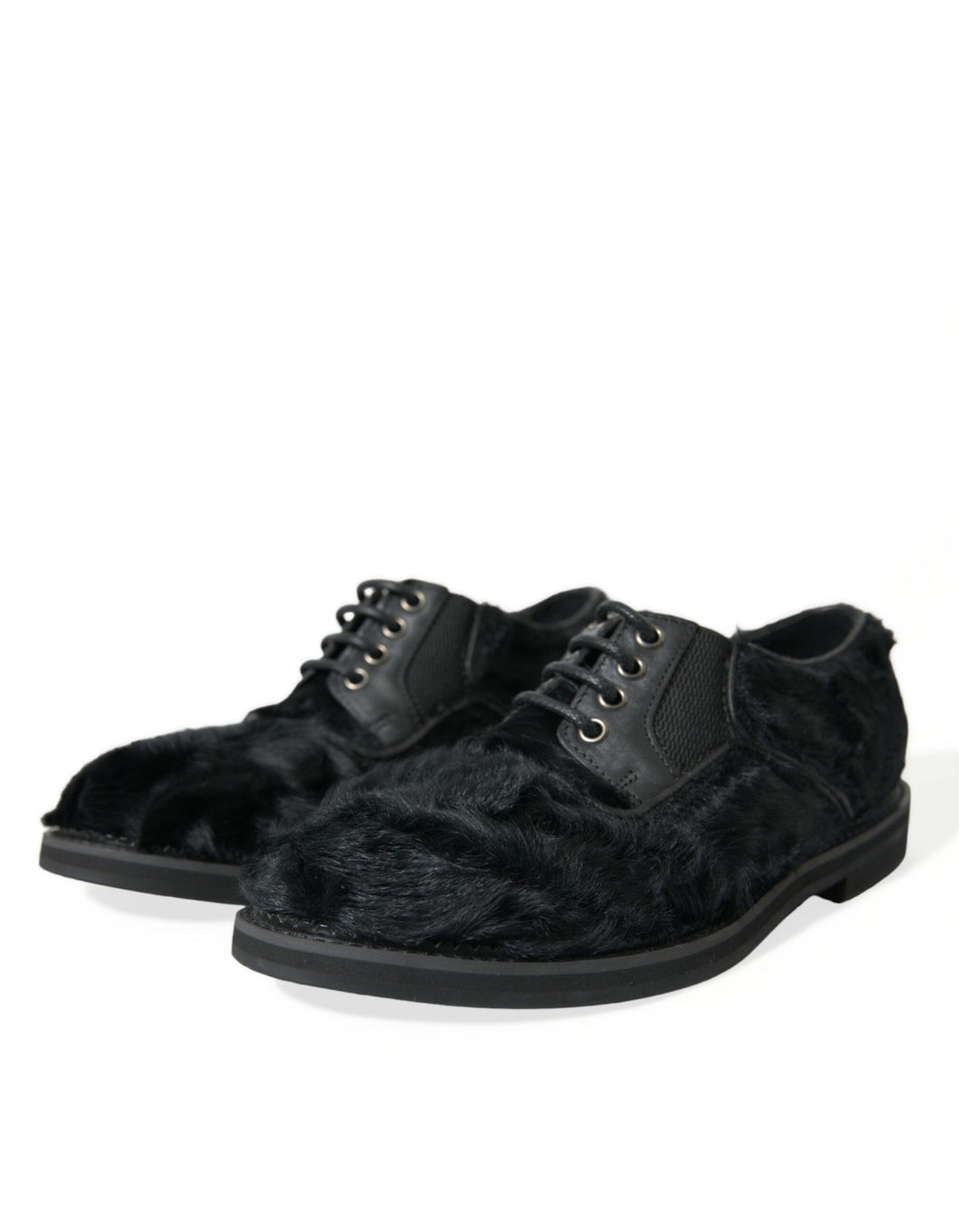 Chaussures Derby élégantes en fourrure noire Dolce &amp;amp; Gabbana pour homme