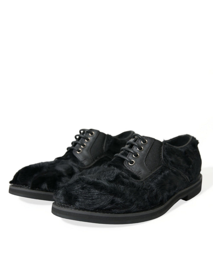 Chaussures Derby élégantes en fourrure noire Dolce &amp;amp; Gabbana pour homme