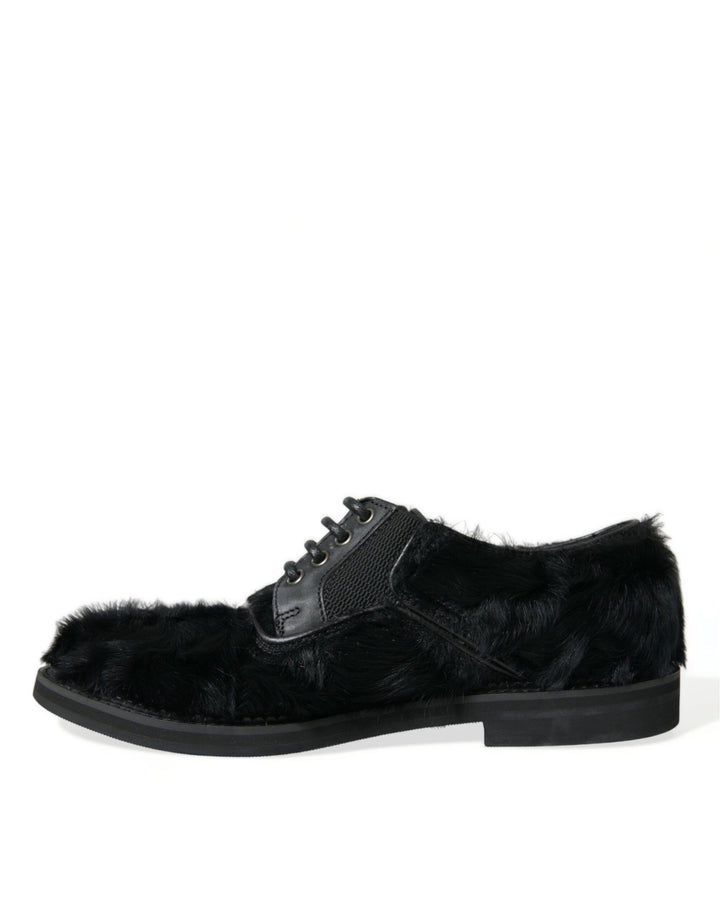 Chaussures Derby élégantes en fourrure noire Dolce &amp;amp; Gabbana pour homme