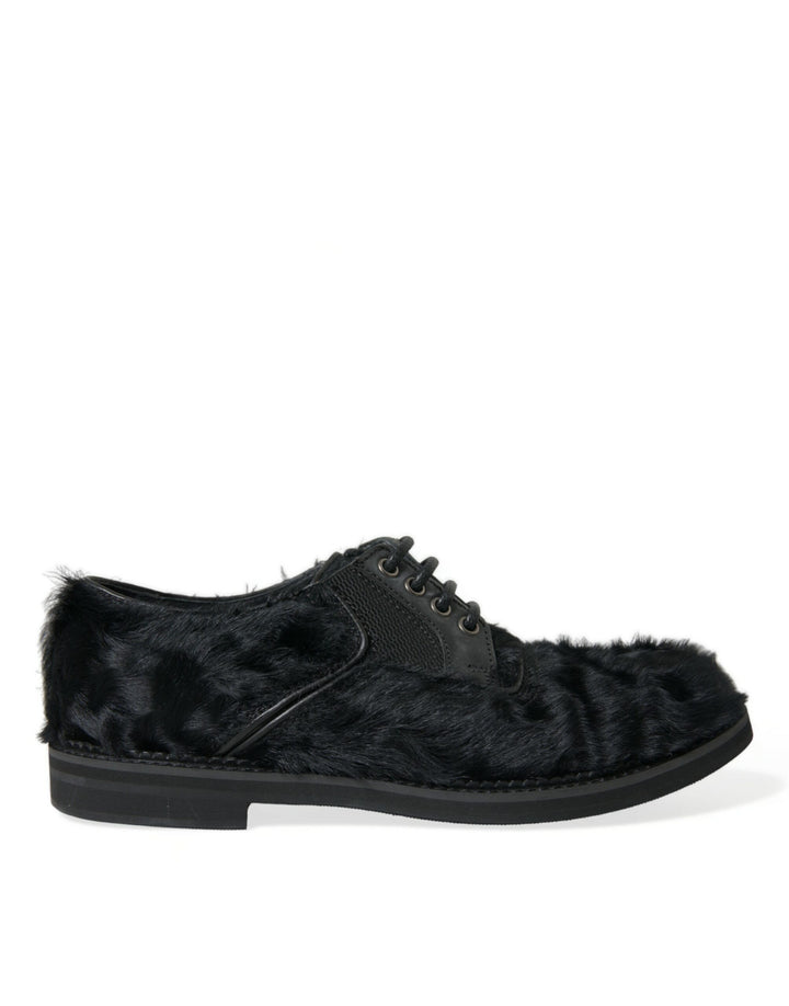 Chaussures Derby élégantes en fourrure noire Dolce &amp;amp; Gabbana pour homme