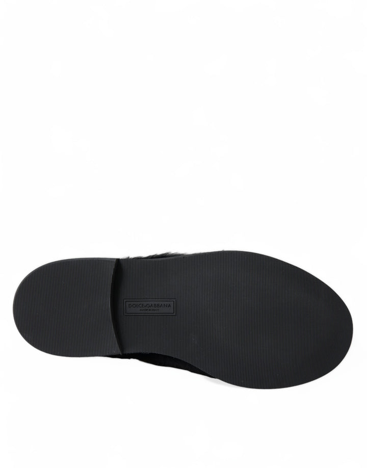 Chaussures Derby élégantes en fourrure noire Dolce &amp;amp; Gabbana pour homme