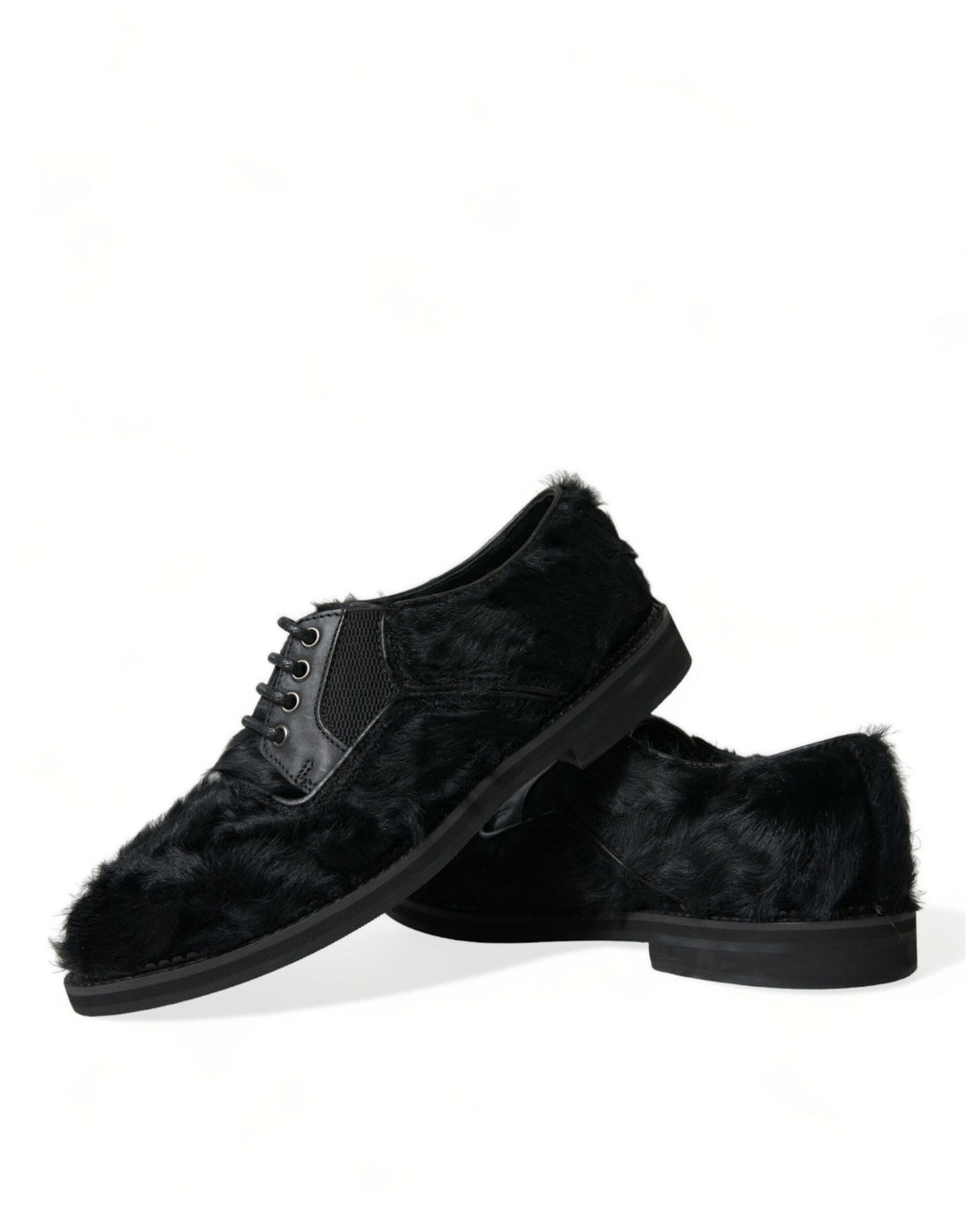 Chaussures Derby élégantes en fourrure noire Dolce &amp;amp; Gabbana pour homme