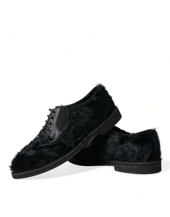 Chaussures Derby élégantes en fourrure noire Dolce &amp;amp; Gabbana pour homme