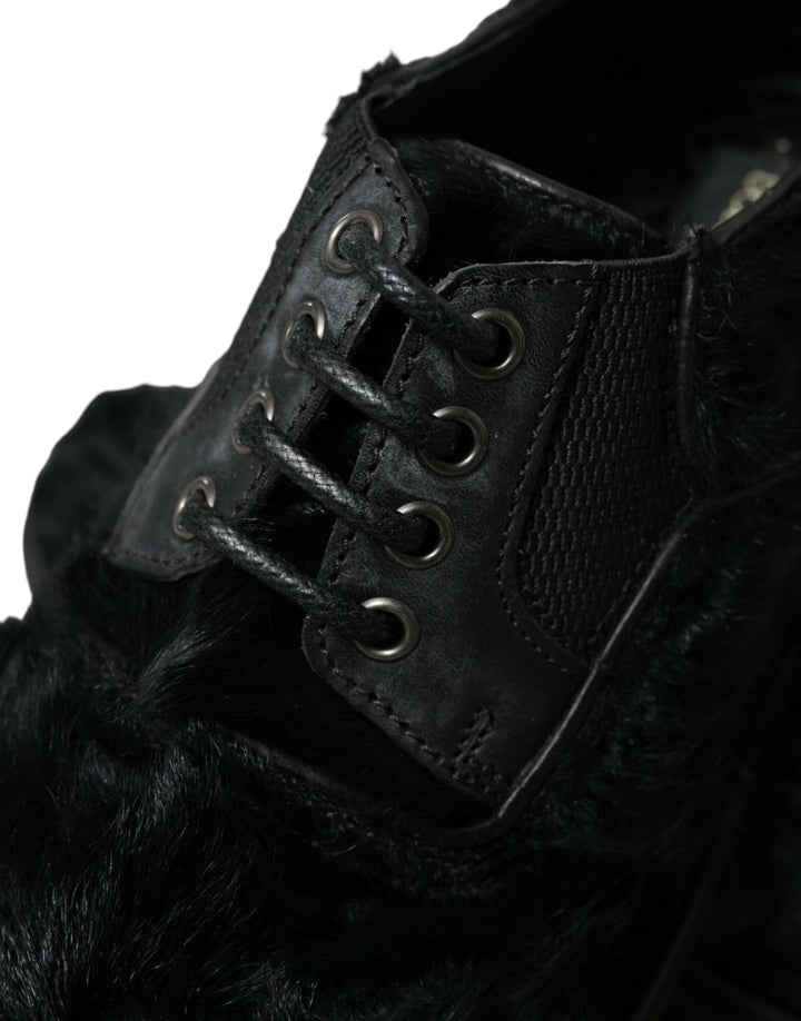 Chaussures Derby élégantes en fourrure noire Dolce &amp;amp; Gabbana pour homme