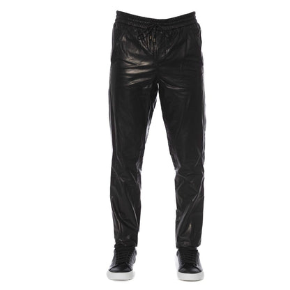 Pantalón Trussardi de piel de cordero negra para hombre