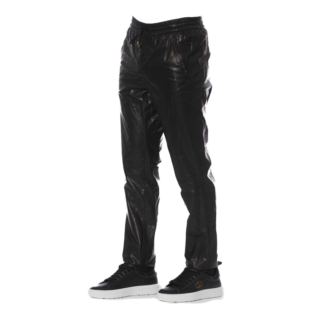Pantalón Trussardi de piel de cordero negra para hombre