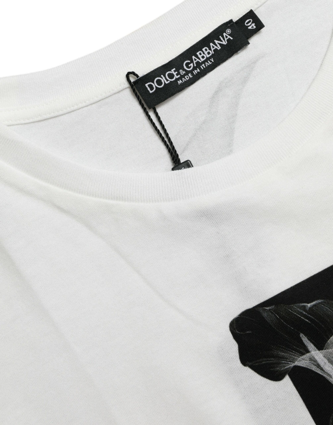 Dolce &amp; Gabbana White Black Roses Crewneck Cotton T-shirt