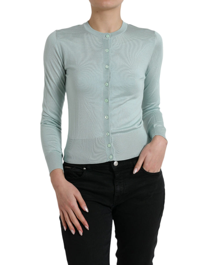 Dolce &amp;amp; Gabbana élégant cardigan en soie bleu clair