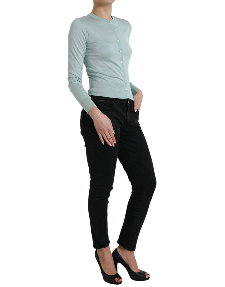 Dolce &amp;amp; Gabbana élégant cardigan en soie bleu clair