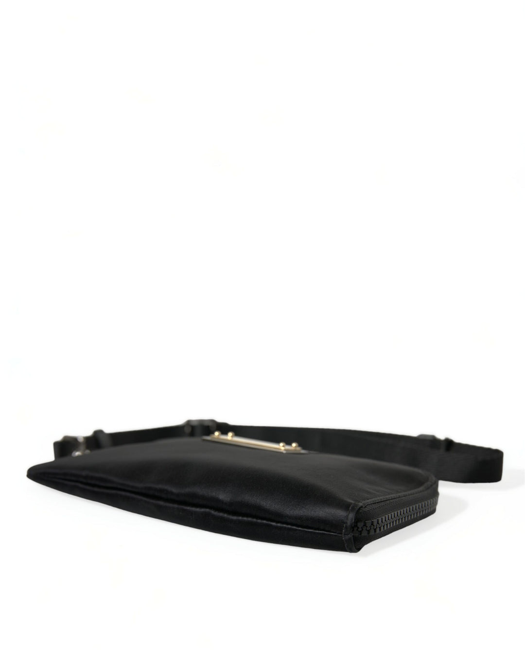 Dolce &amp; Gabbana Black Nylon Logo Plaque Keyring Pouch Clutch Bag