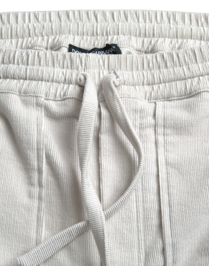 Dolce &amp; Gabbana Beige Cotton Corduroy Logo Bermuda Shorts