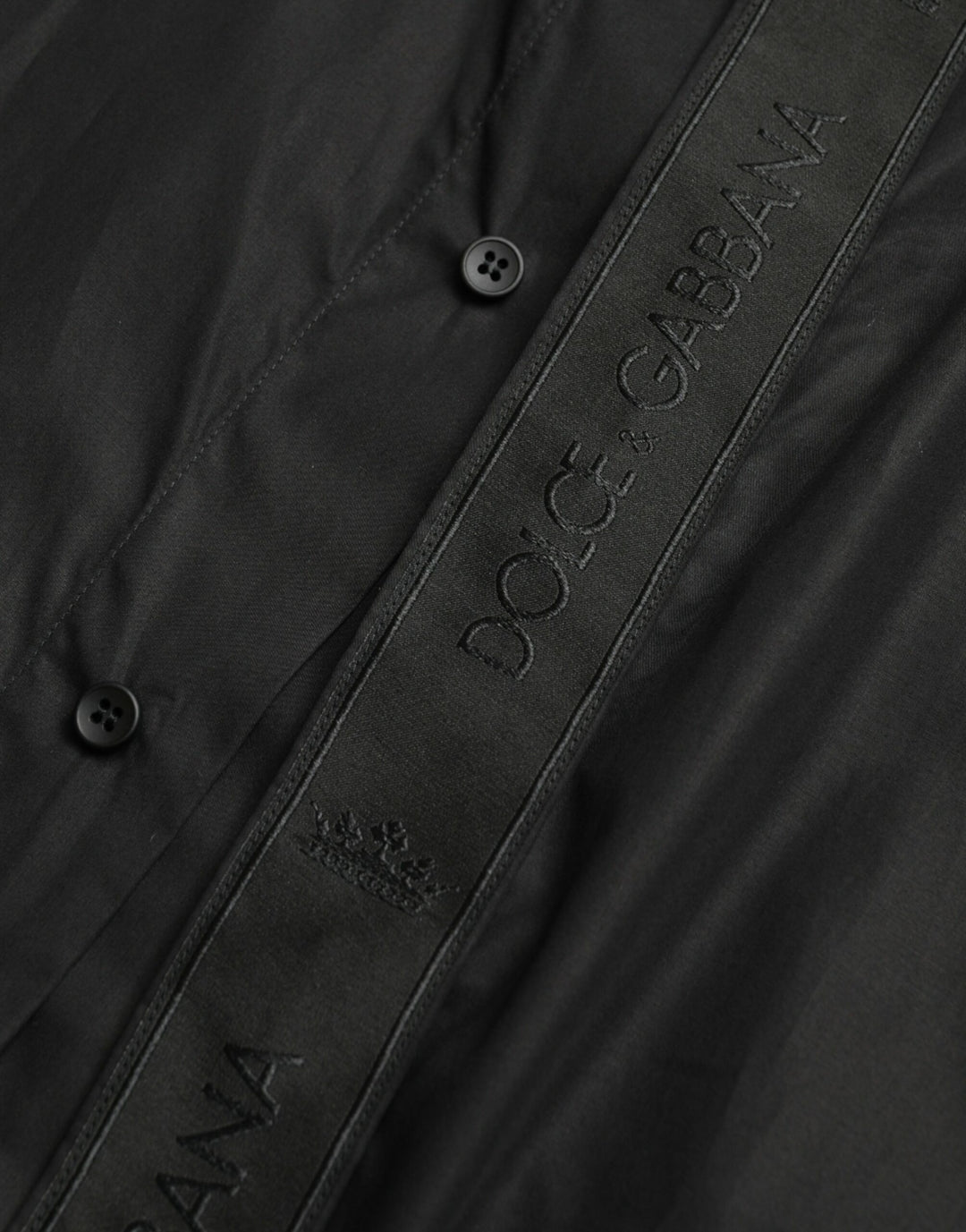 Dolce &amp; Gabbana Black Cotton Logo Formal GOLD Dress Shirt