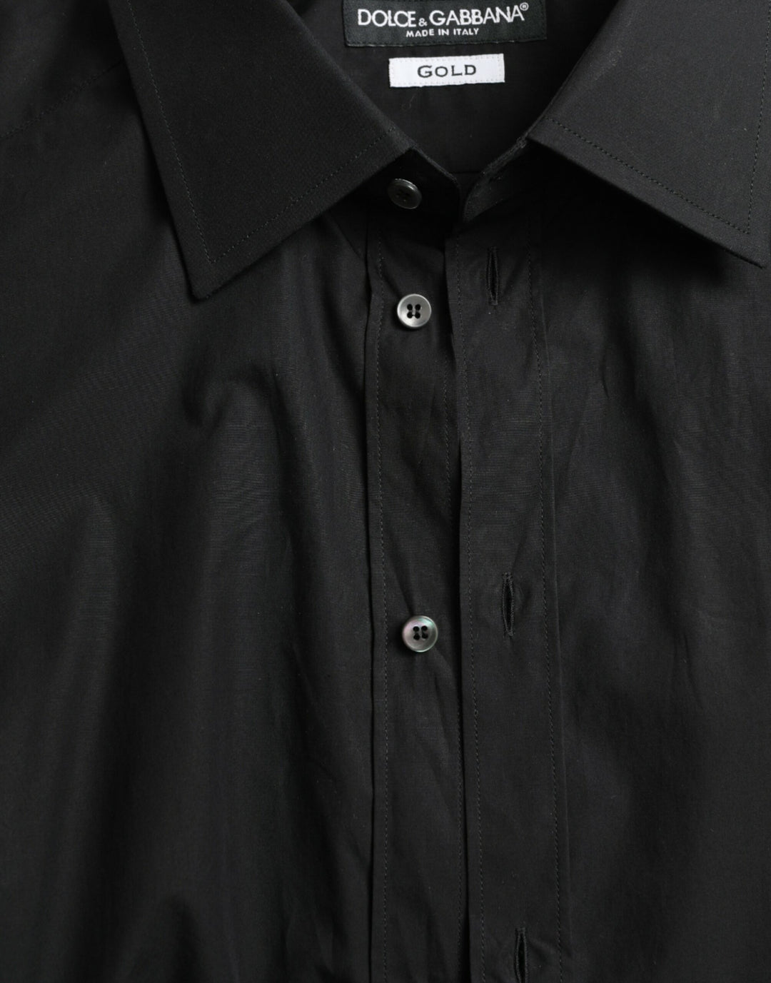 Dolce &amp; Gabbana Black Cotton Men Formal GOLD Dress Shirt
