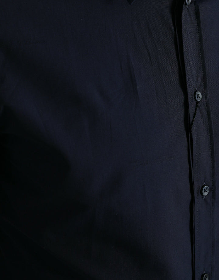 Dolce &amp; Gabbana Navy Blue Slim Fit Formal GOLD Dress Shirt