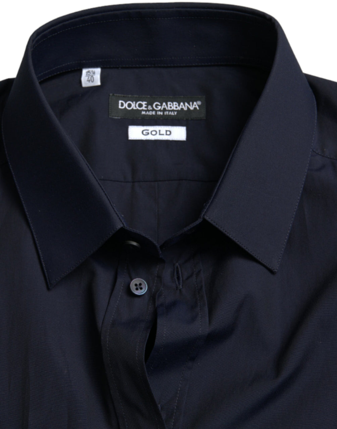 Dolce &amp; Gabbana Navy Blue Slim Fit Formal GOLD Dress Shirt