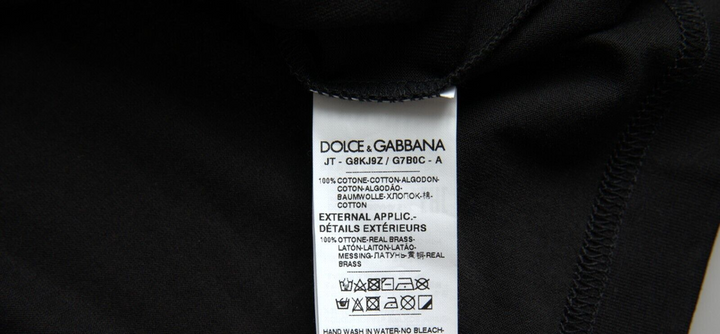 Dolce &amp; Gabbana Black Silver Chain Short Sleeve T-shirt