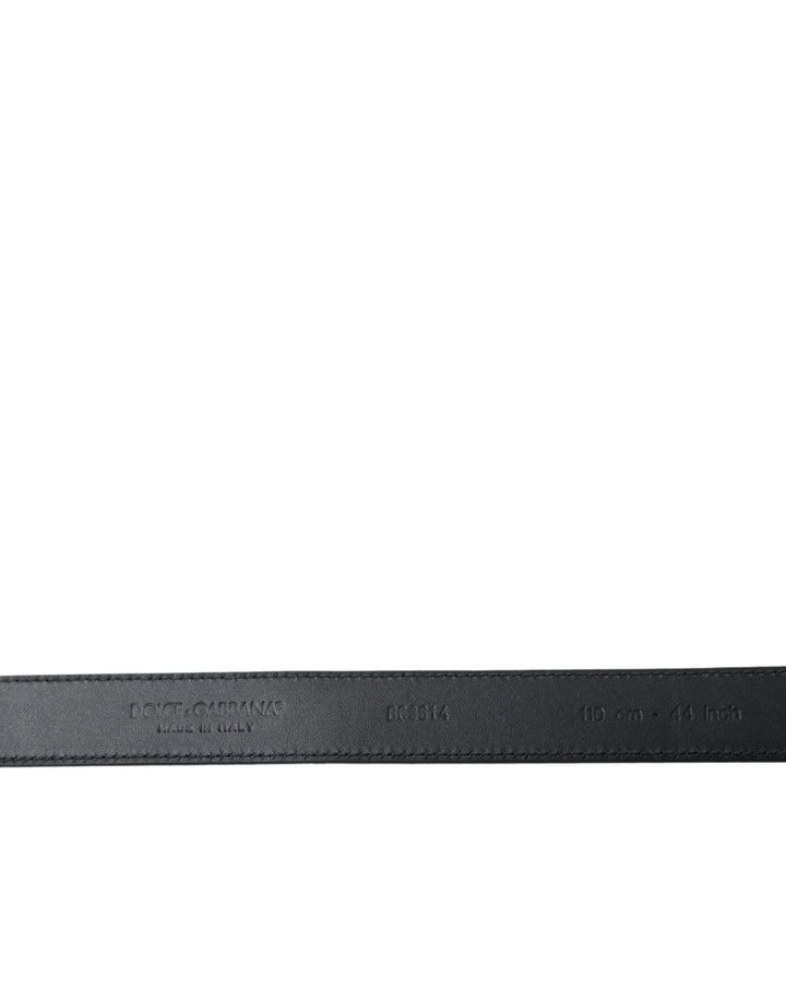 Dolce &amp; Gabbana Black Goat Leather Antique Metal Buckle Belt