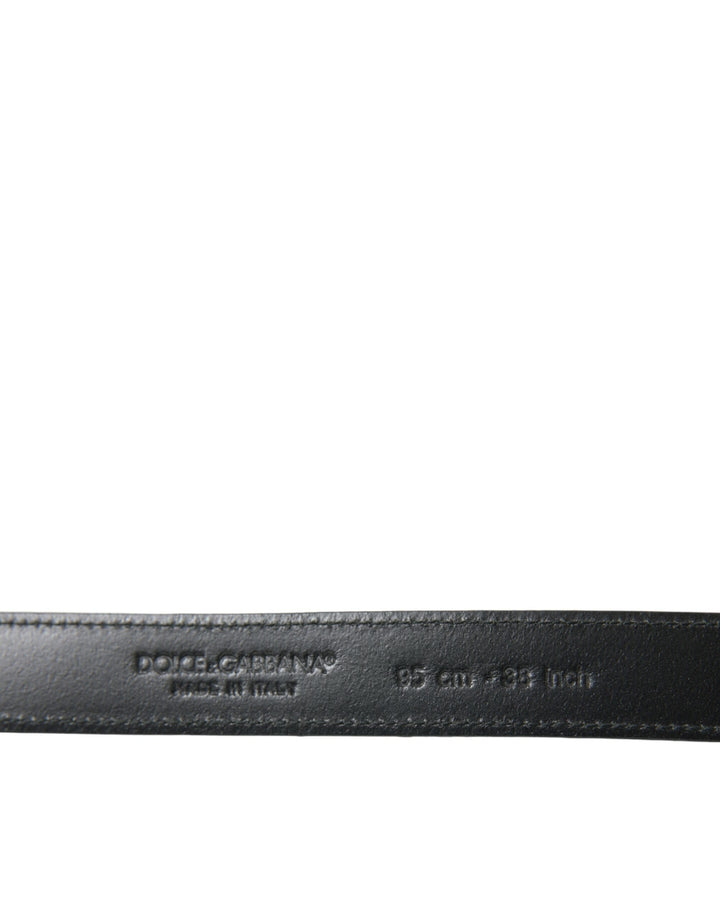 Dolce &amp; Gabbana Black Leather Silver Metal Buckle Belt