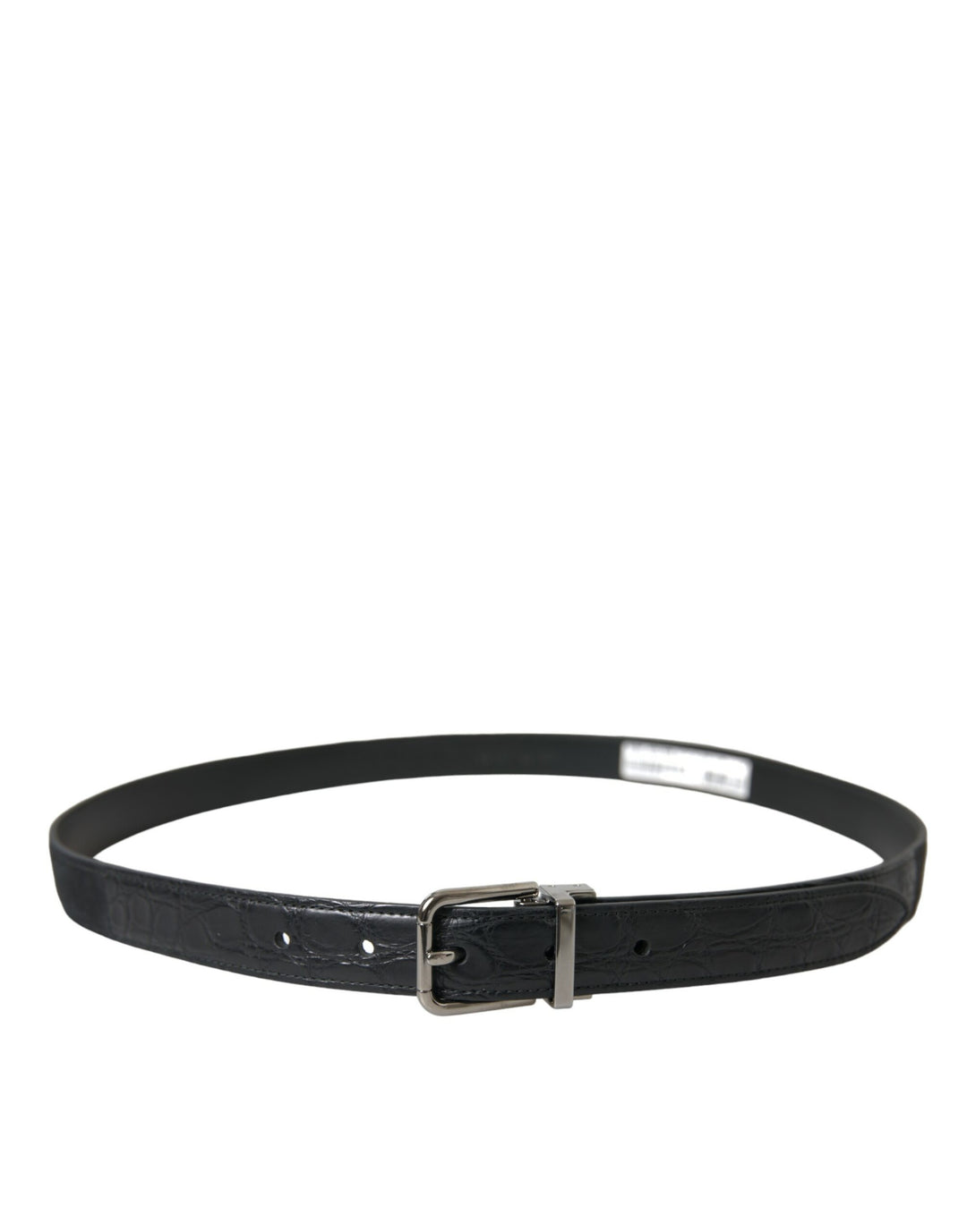 Dolce &amp; Gabbana Black Leather Silver Metal Buckle Belt
