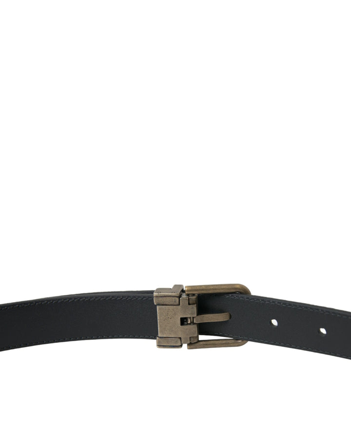 Dolce &amp; Gabbana Black Suede Leather Gold Metal Buckle Belt