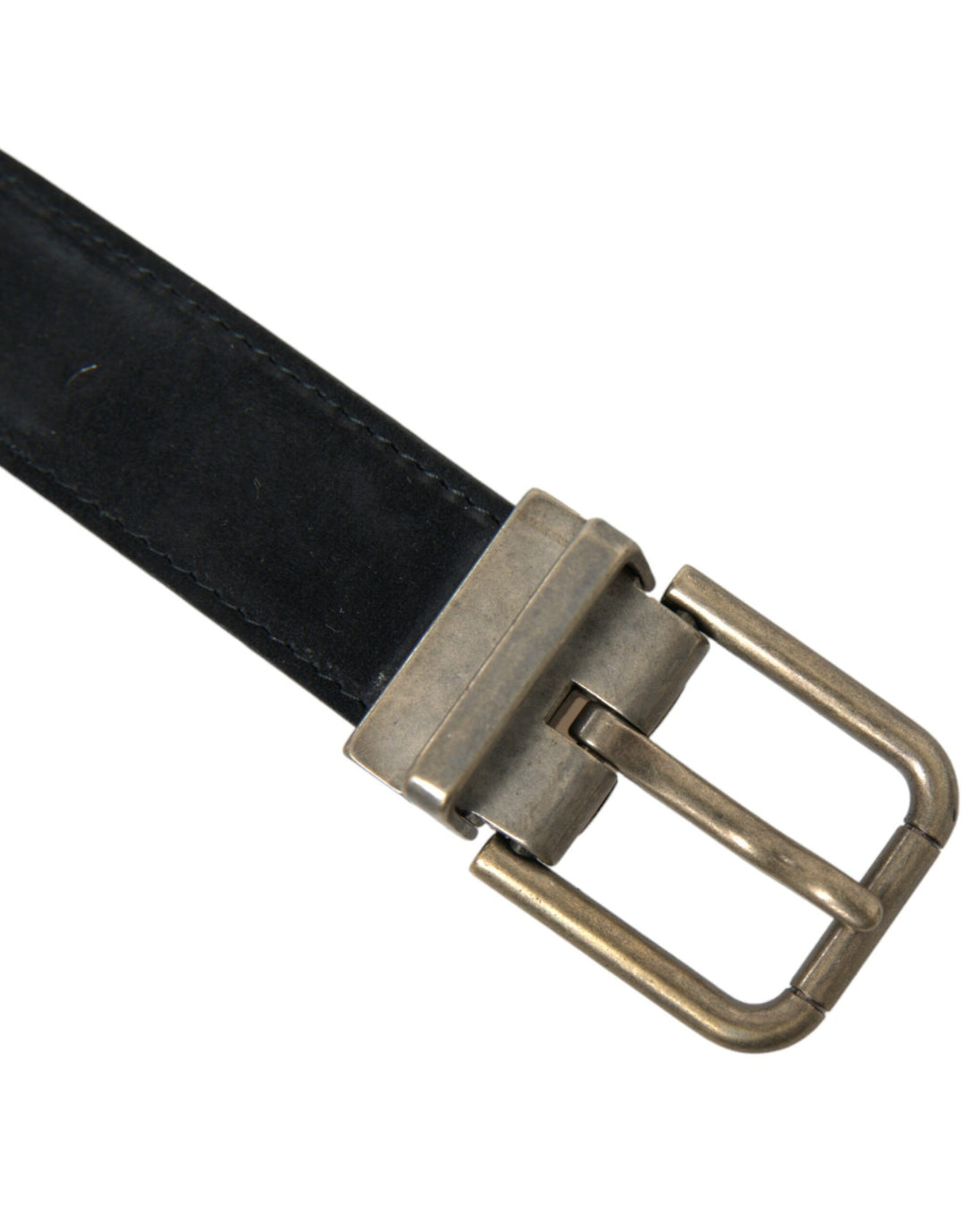 Dolce &amp; Gabbana Black Suede Leather Gold Metal Buckle Belt