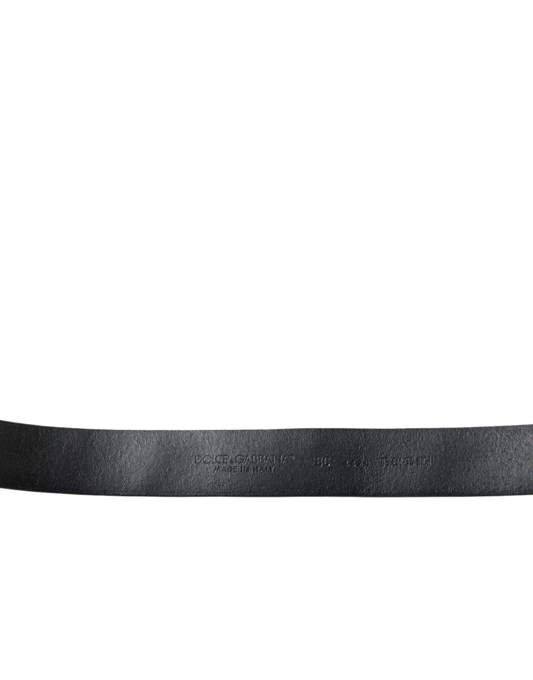 Dolce &amp; Gabbana Black Embellished Leather Engraved Buckle Belt