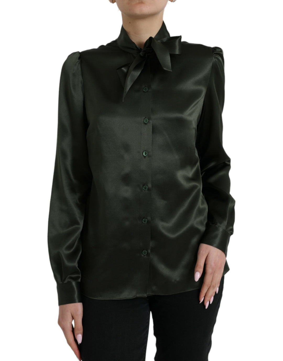 Blusa elegante de seda con cuello Ascot de Dolce &amp;amp; Gabbana