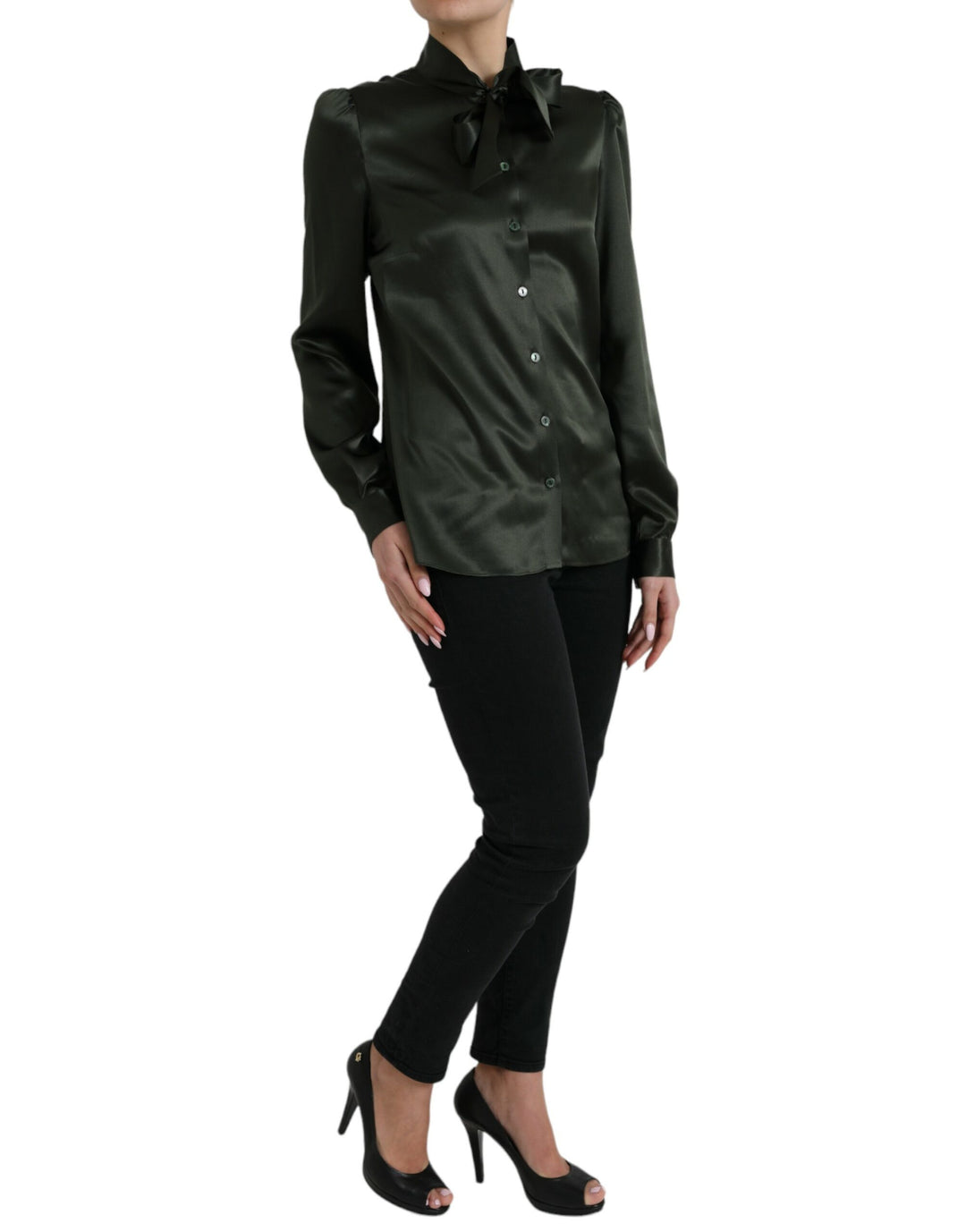 Blusa elegante de seda con cuello Ascot de Dolce &amp;amp; Gabbana