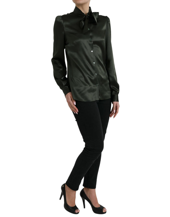 Blusa elegante de seda con cuello Ascot de Dolce &amp;amp; Gabbana