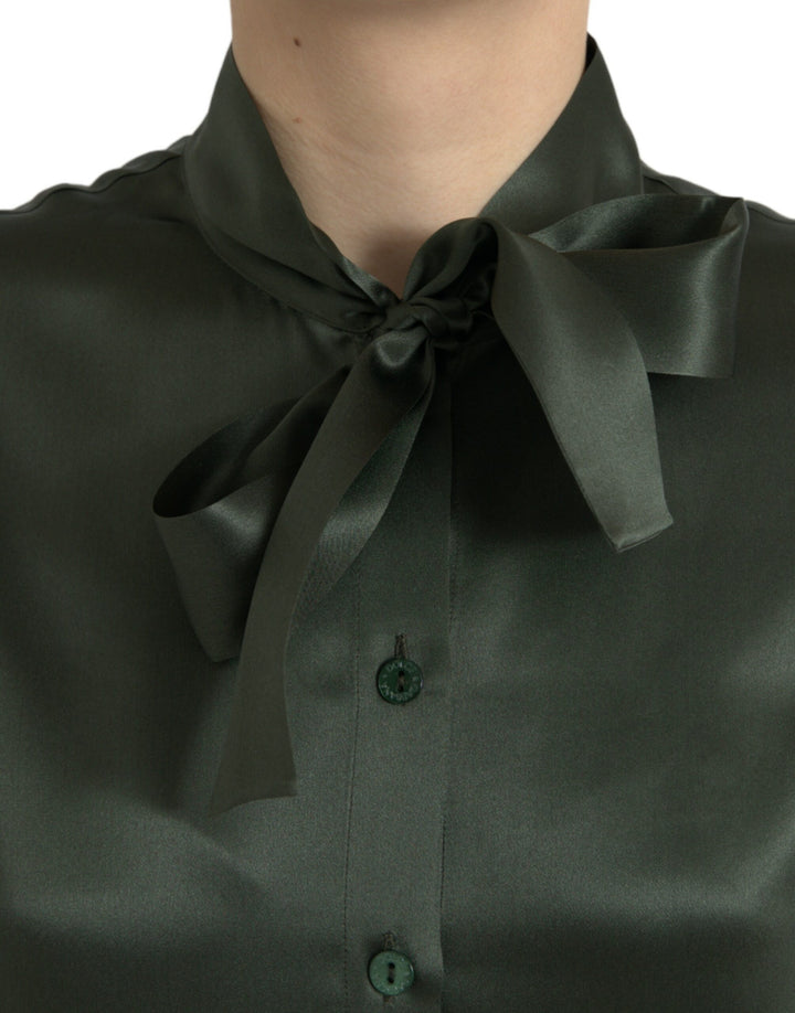 Blusa elegante de seda con cuello Ascot de Dolce &amp;amp; Gabbana