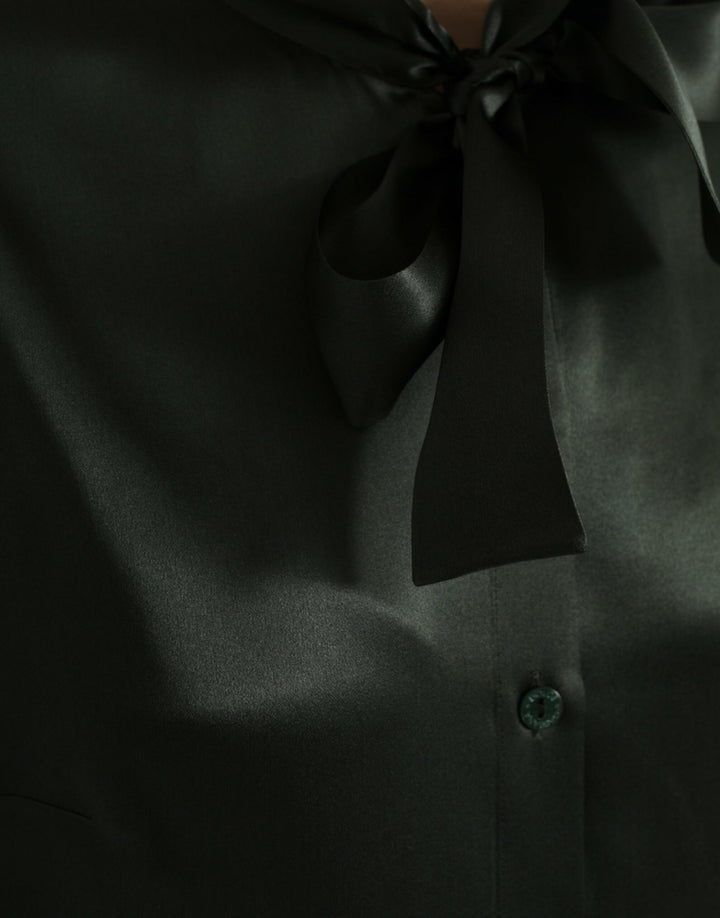 Blusa elegante de seda con cuello Ascot de Dolce &amp;amp; Gabbana