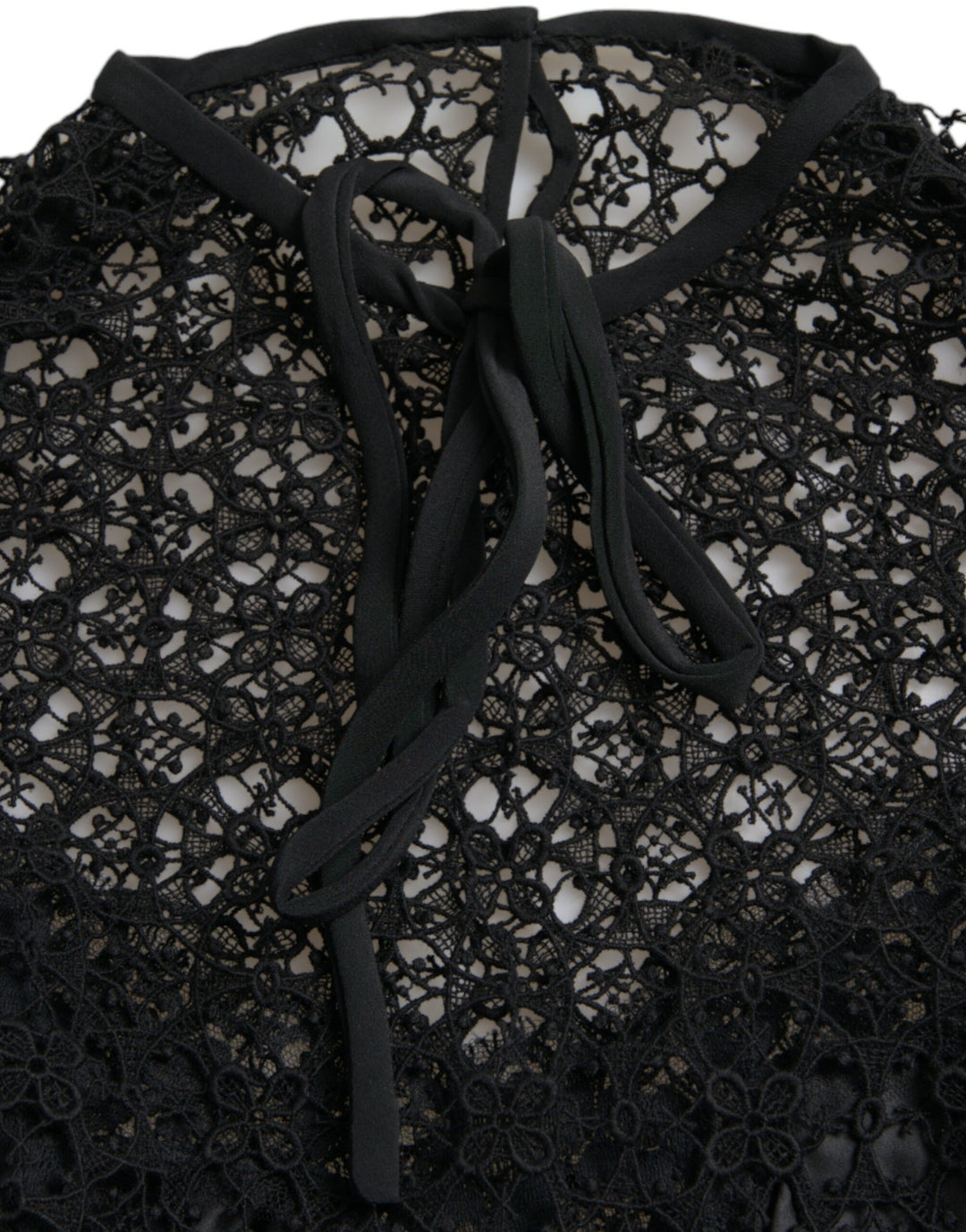 Dolce &amp; Gabbana Black Floral Lace Short Sleeves Blouse Top