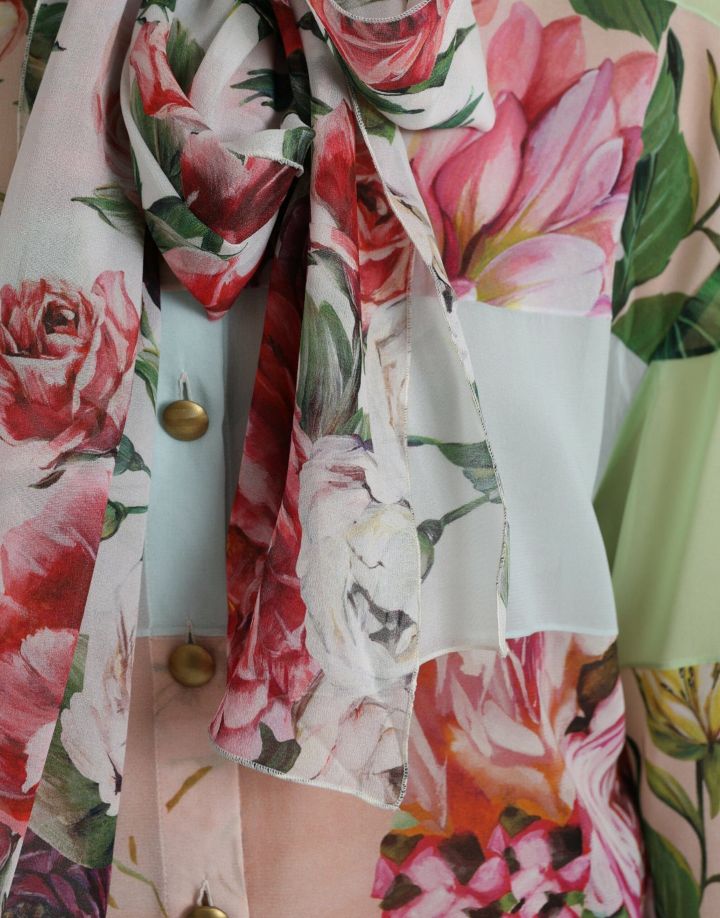 Dolce &amp; Gabbana Haut élégant à manches longues en soie mélangée multicolore