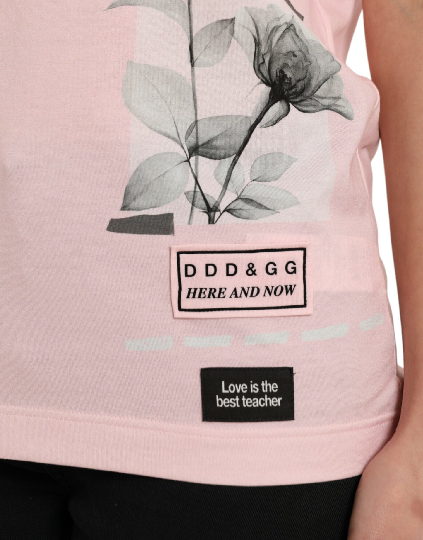 Camiseta elegante de algodón floral rosa de Dolce &amp; Gabbana