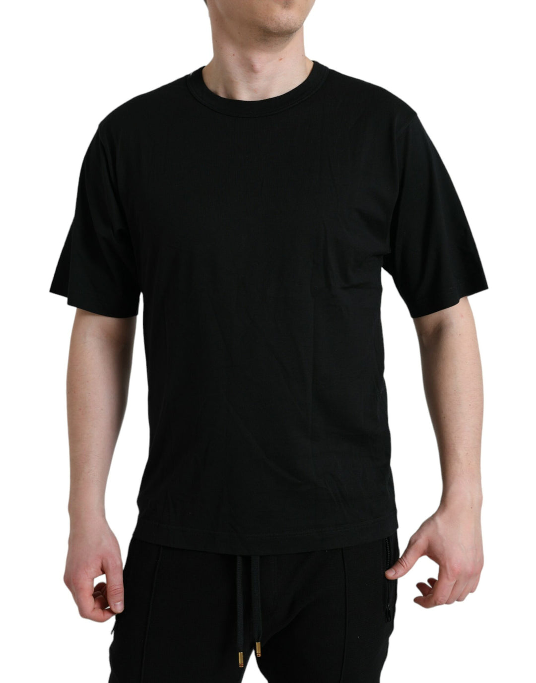 Dolce &amp; Gabbana Black Logo Embossed Crew Neck Short Sleeves T-shirt