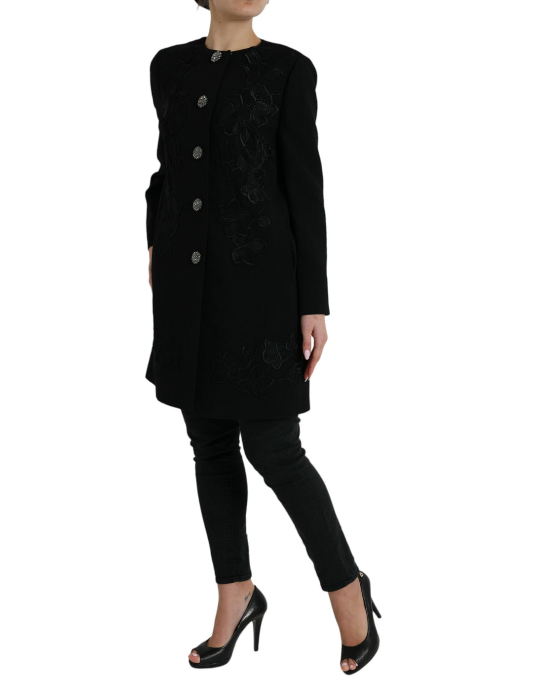 Gabardina elegante de lana con botones florales de Dolce &amp;amp; Gabbana