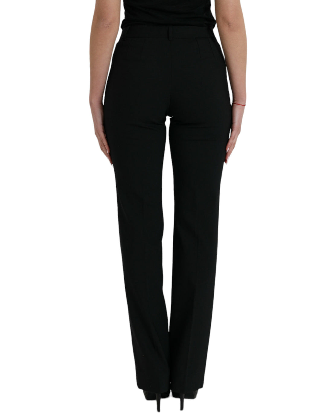 Dolce &amp; Gabbana Black Wool Mid Waist Tapered Pants