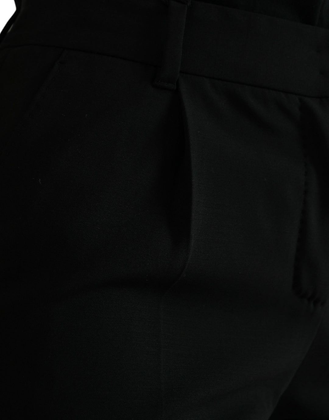 Dolce &amp; Gabbana Black Wool Mid Waist Tapered Pants