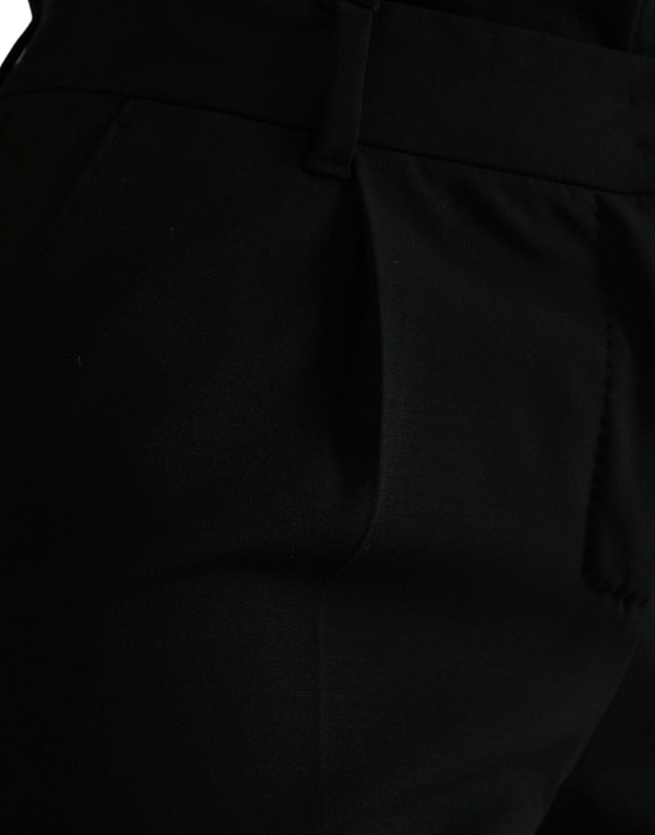 Dolce &amp; Gabbana Black Wool Mid Waist Tapered Pants