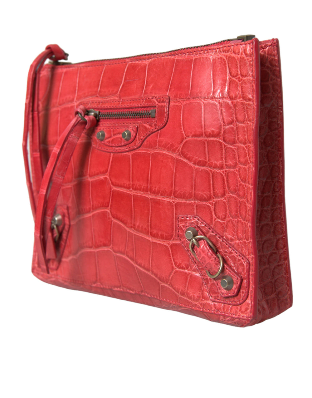 Balenciaga - Red Exotic Skin Leather Classic Pouch Purse Wristlet Bag