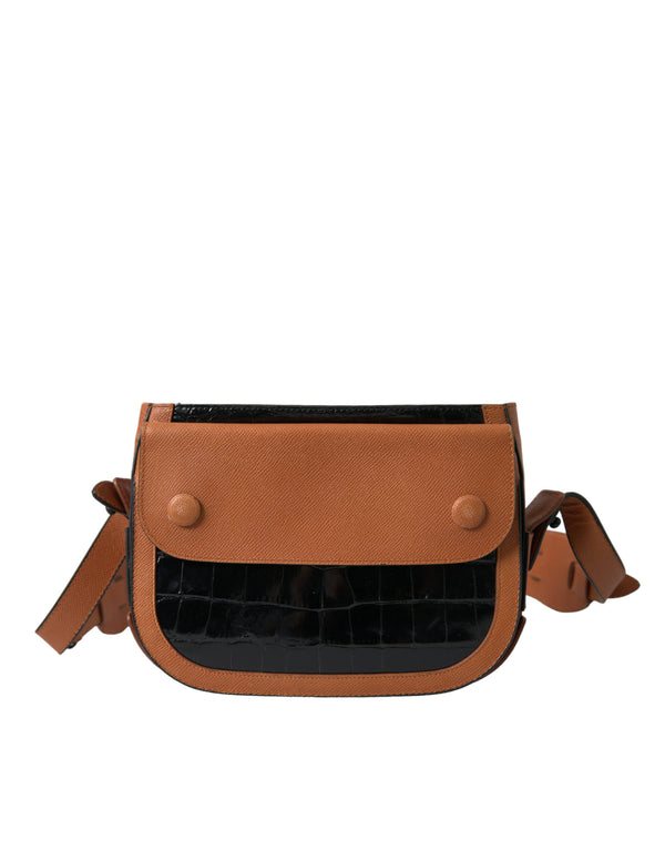 Balenciaga - Black Brown Exotic Skin Leather Shoulder Camera Purse Bag