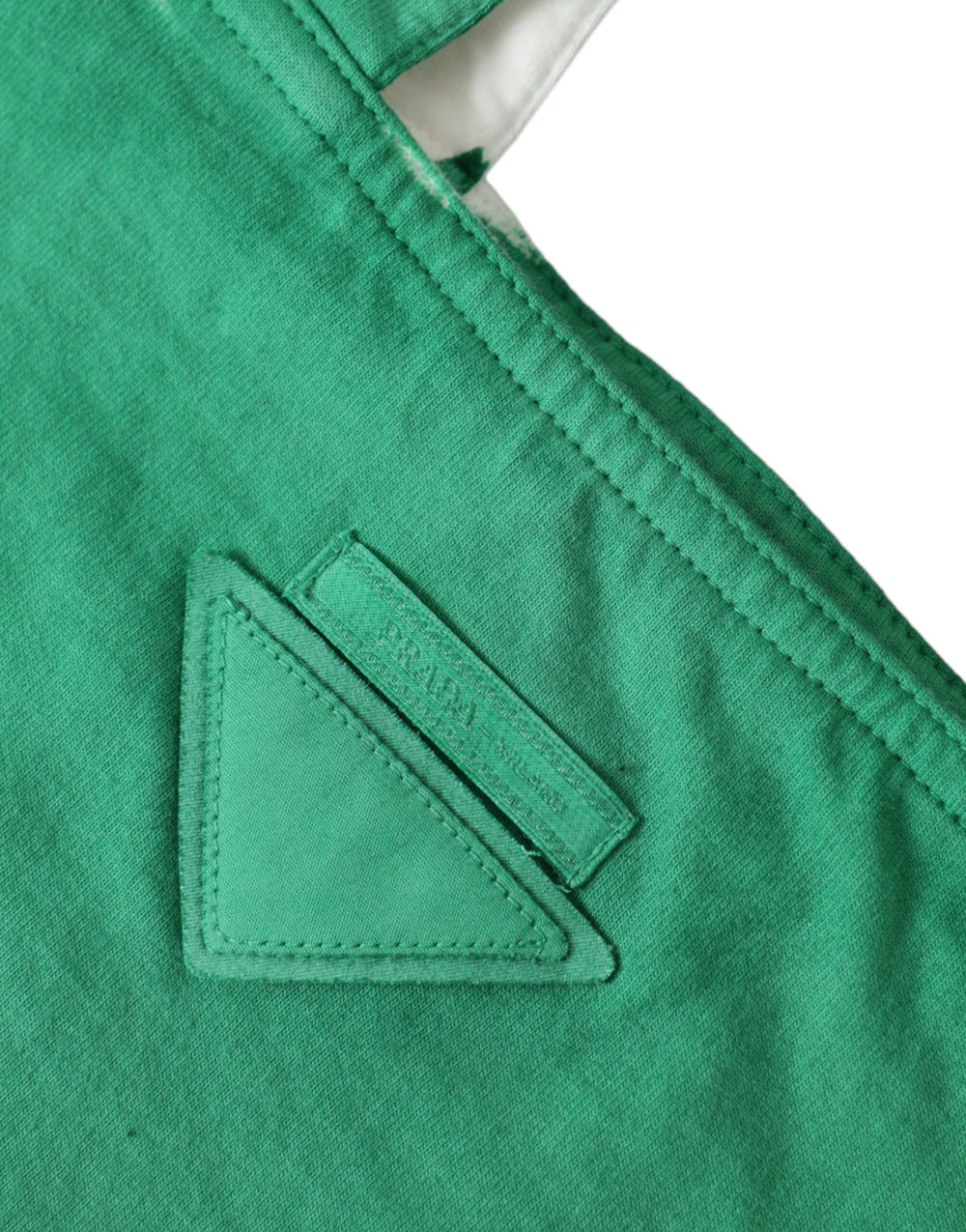 Prada - Green Jersey Fabric Logo Shoulder Shopping Tote Bag