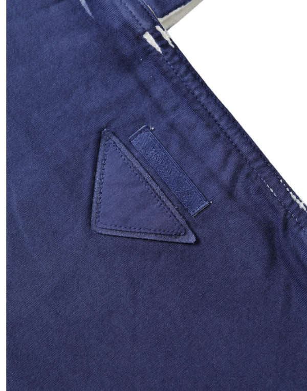 Prada - Blue Jersey Fabric Logo Shoulder Shopping Tote Bag
