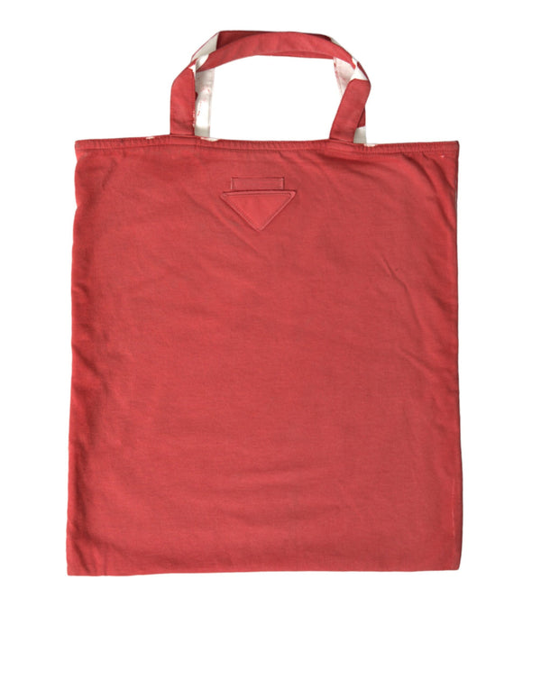 Prada - Red Jersey Fabric Logo Shoulder Shopping Tote Bag