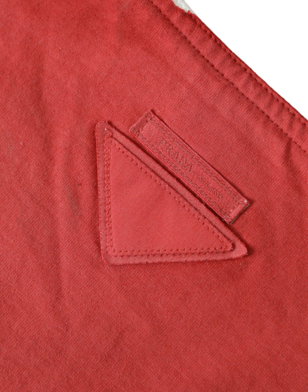 Prada - Red Jersey Fabric Logo Shoulder Shopping Tote Bag